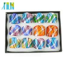 MC1005 Factory Outlet Mode coloré verre Lampwork Bagues 12 pcs / boîte